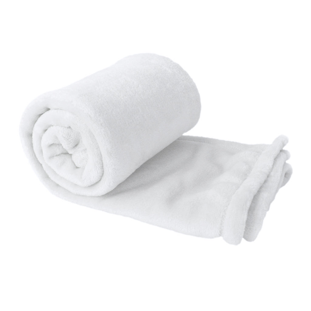 White Plush Fleece Bulk Blanket Wedding Favor1