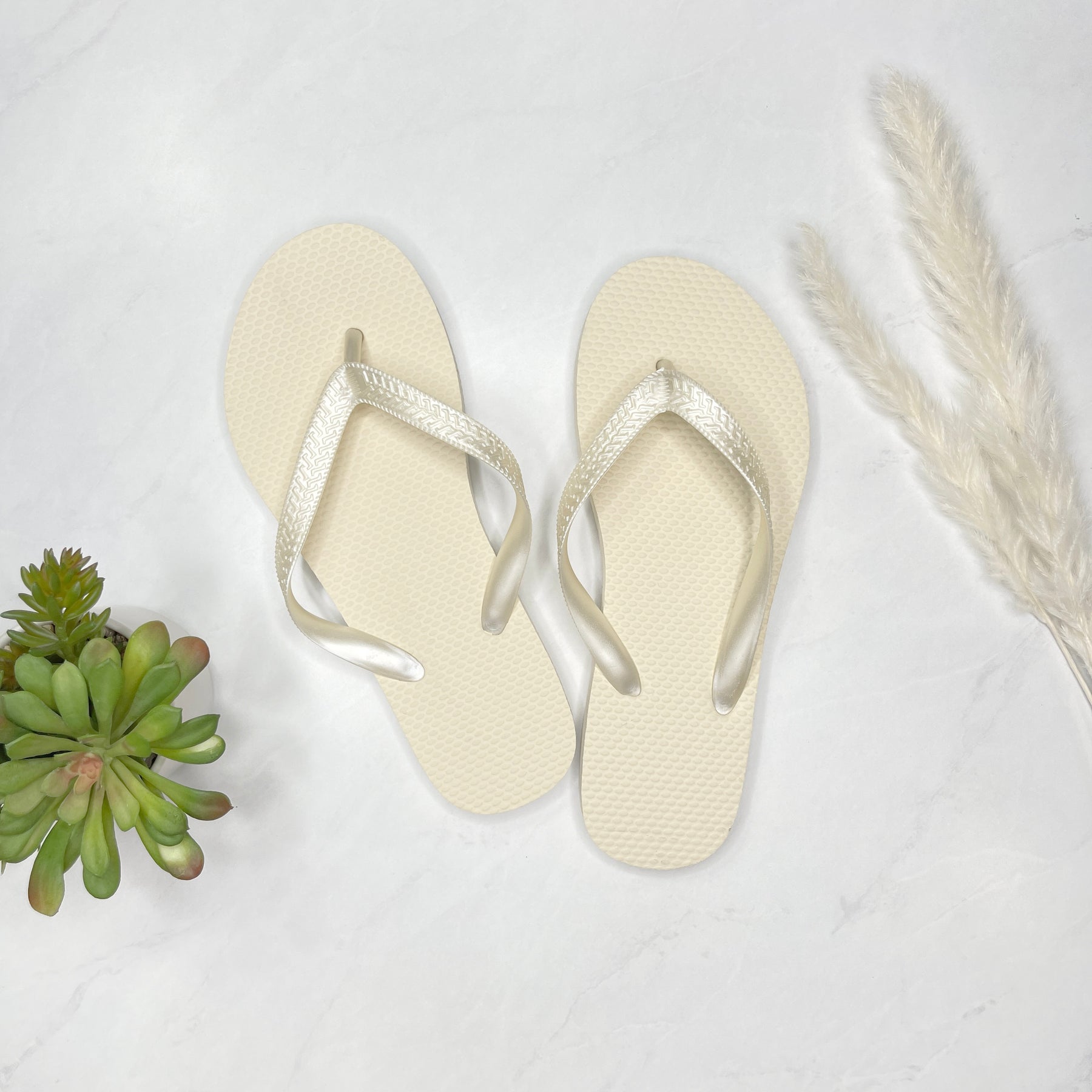 Champagne Gold Flip Flops in Bulk, 20 Pairs