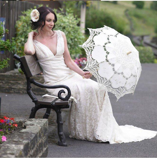 Bridal Lace Parasol Umbrella - Reception Flip Flops
