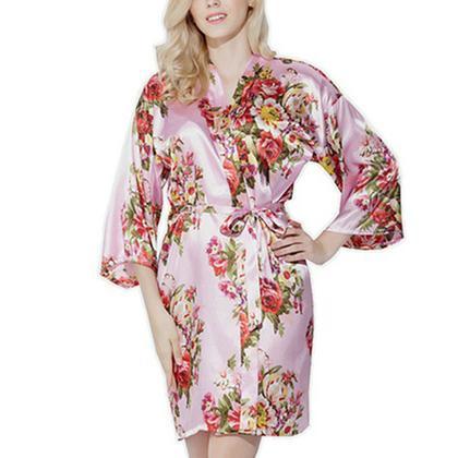 Light Pink Baroque Floral Robe - Reception Flip Flops