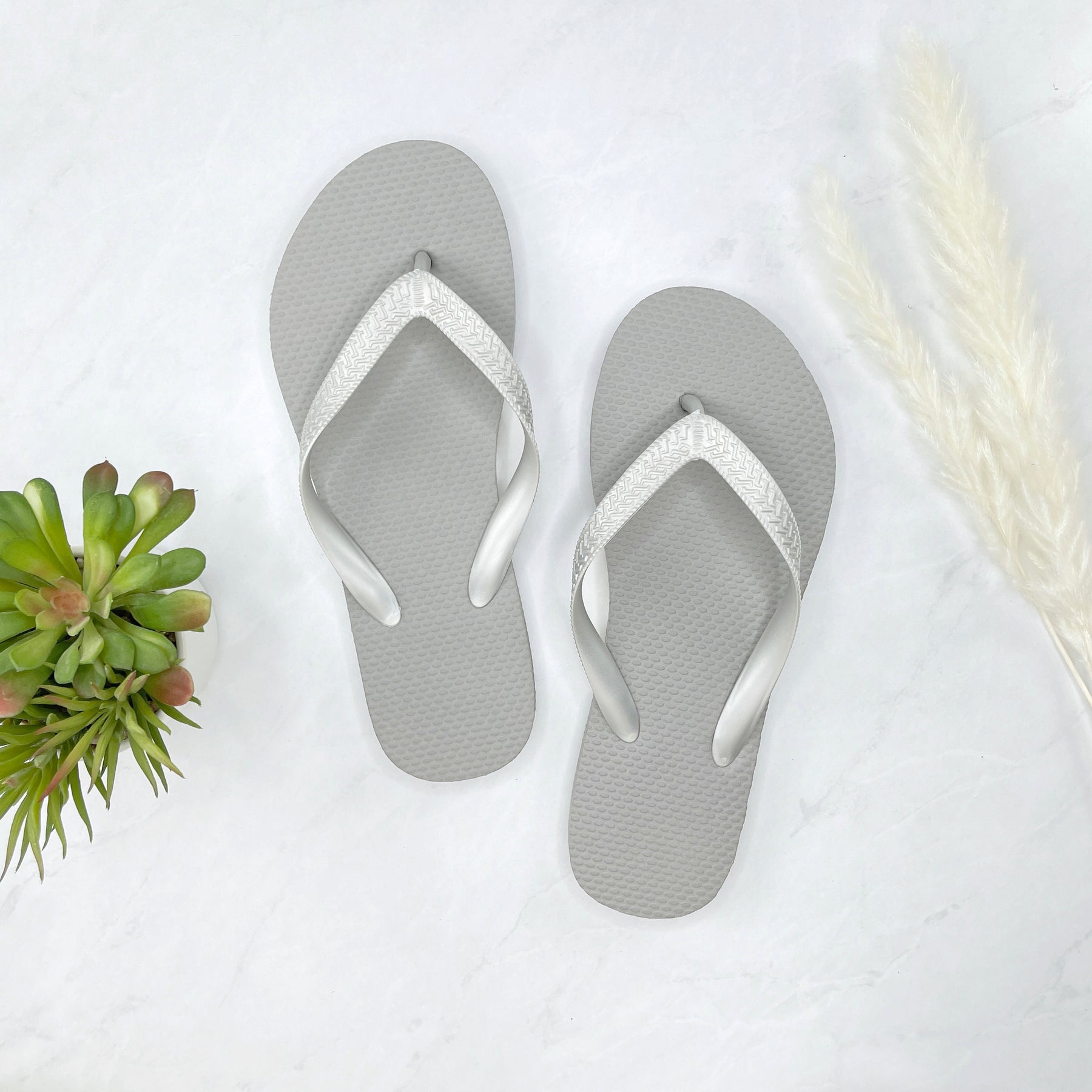 Silver Flip Flops in Bulk, 20 Pairs