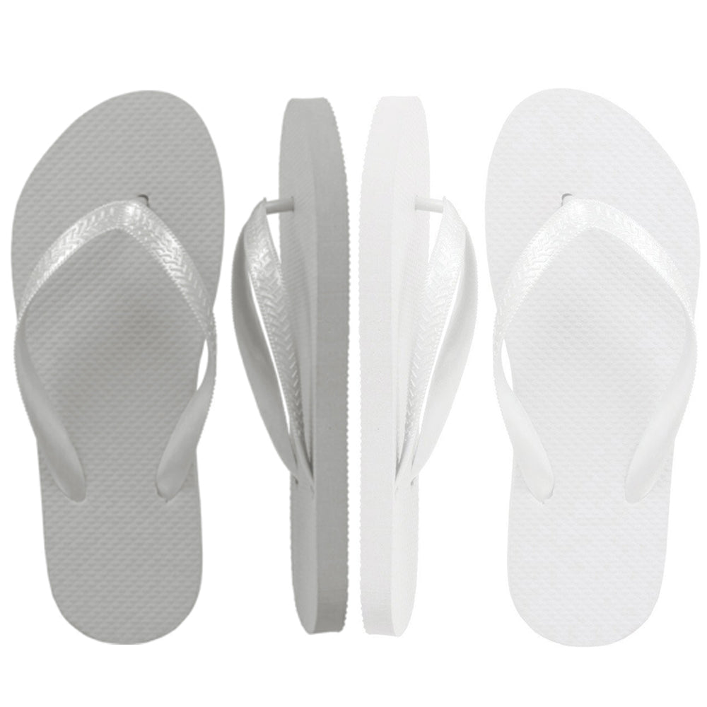 Silver & White Flip Flops in Bulk, 40 pairs