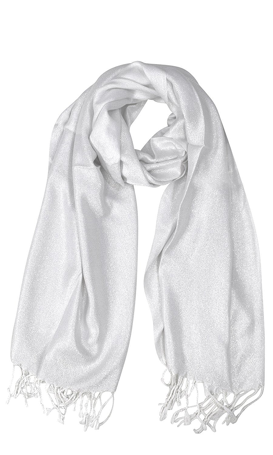 White Metallic Pashmina Scarf