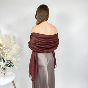 Burgundy Metallic Pashmina Scarf