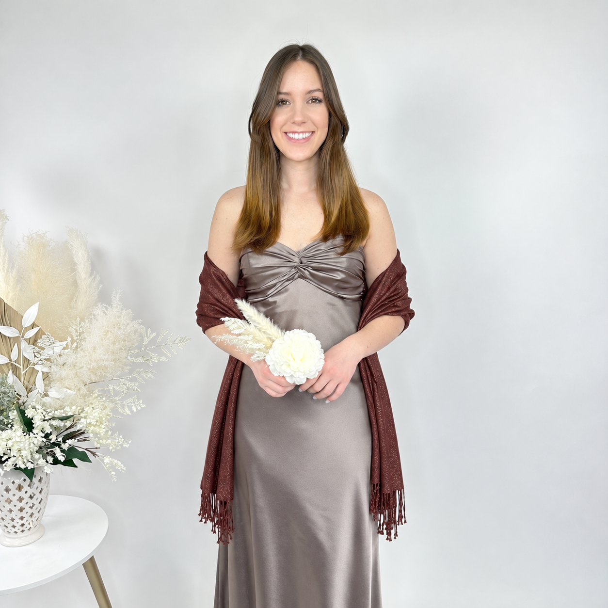 Burgundy Metallic Pashmina Scarf