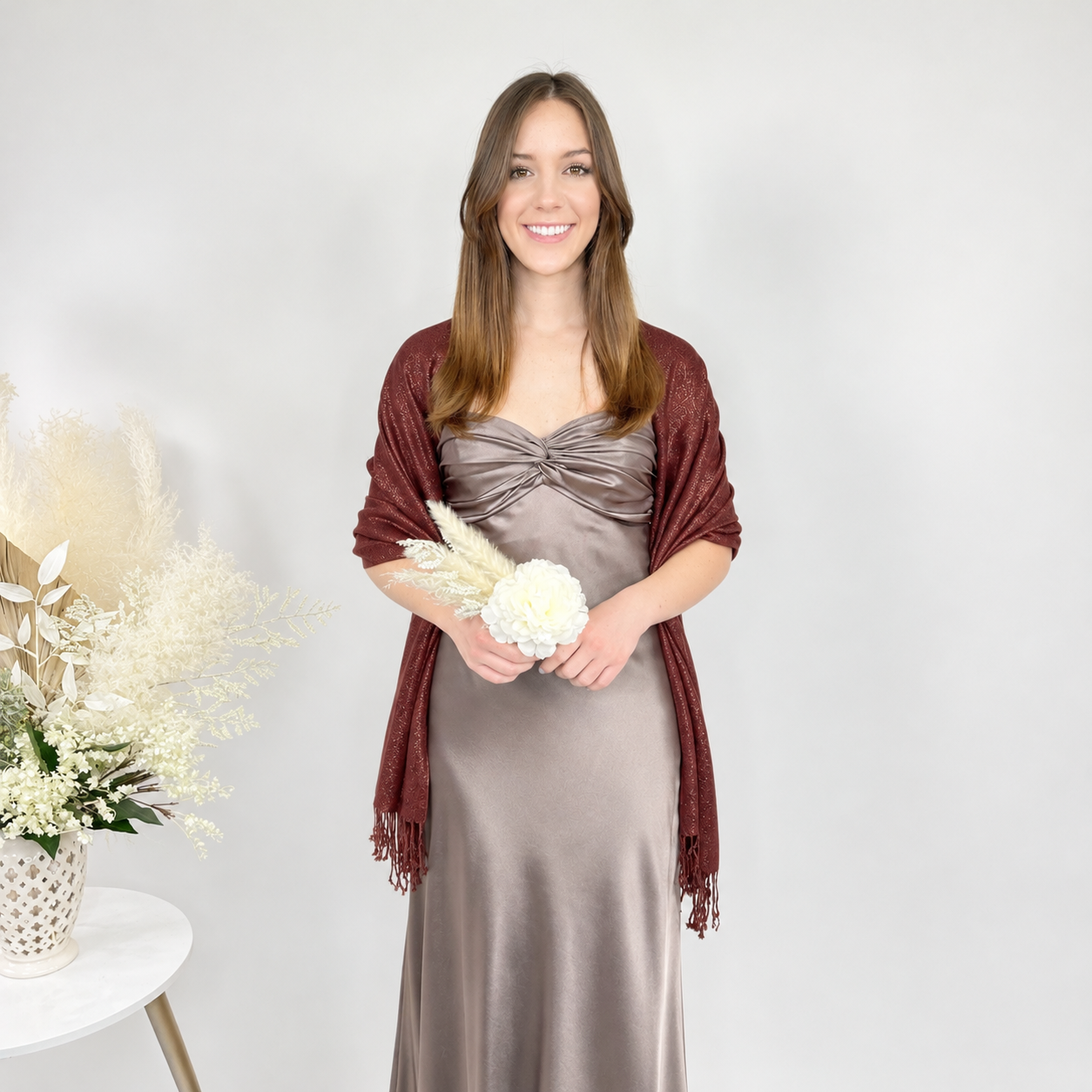 Burgundy Metallic Pashmina Scarf