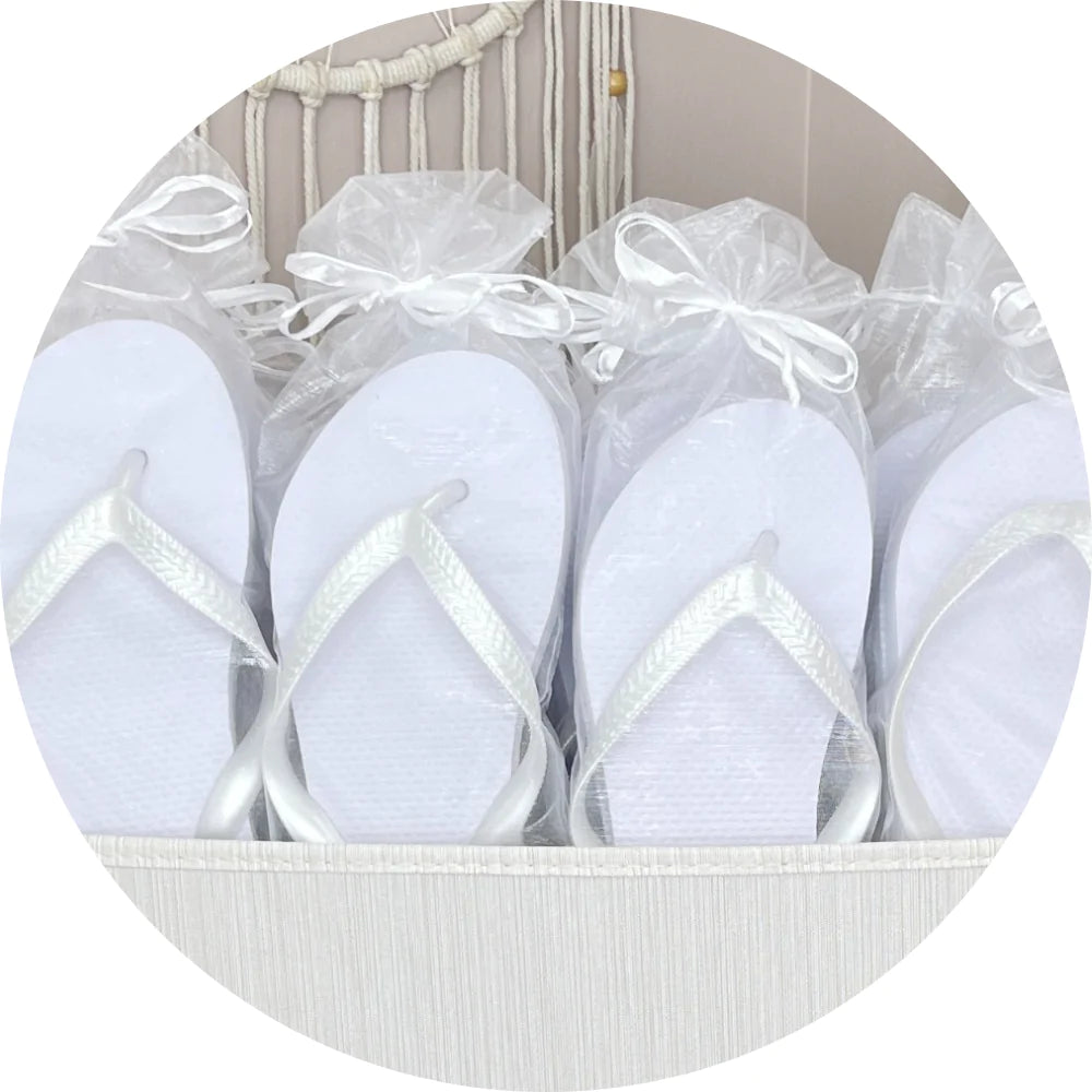 10, 20 or 30 Pairs of White Wedding Flip Flops for Wedding Guests