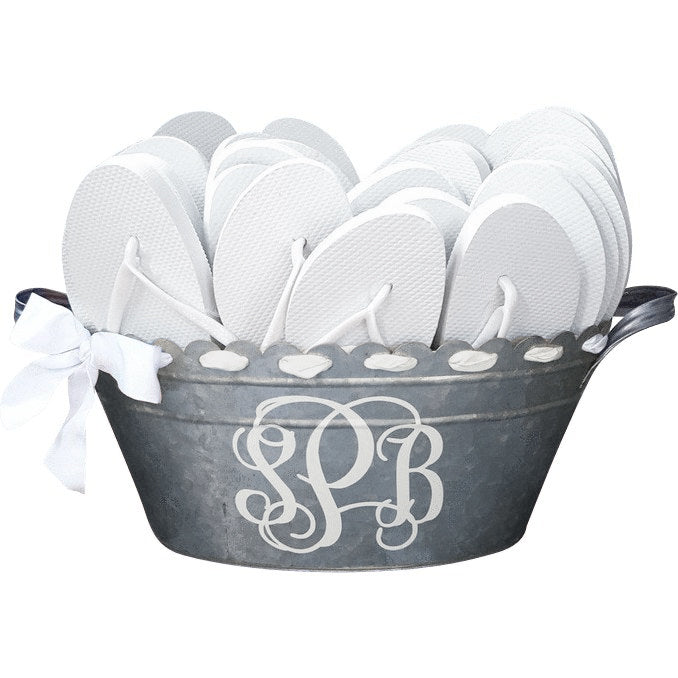 Wedding flip flop basket with attached sign hire for sale in Co