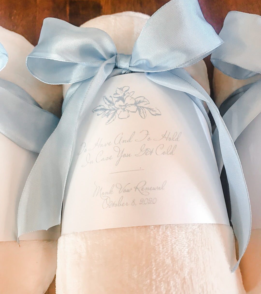 Ivory Plush Fleece Blanket Wedding Favor