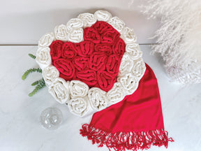 30 Ivory & Red Pashmina Bundle Hearts La Fleur - Wedding Favors, Bridal Shower, Bridesmaid Gift