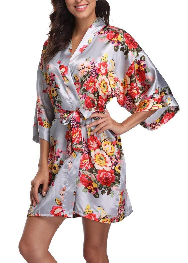 Silver Robe Hprints Silver Baroque Floral Robe