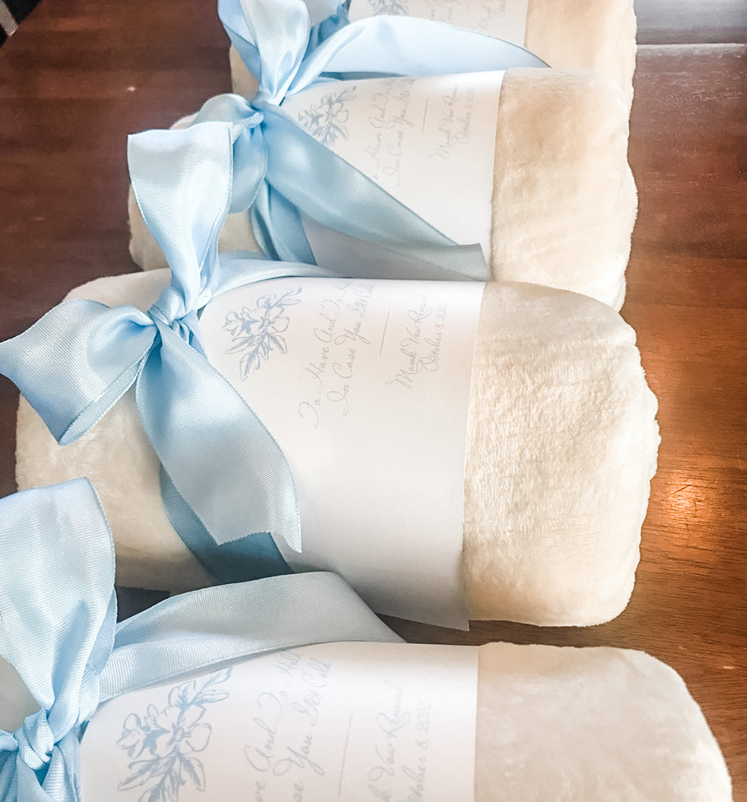 Ivory Plush Fleece Blanket Wedding Favor