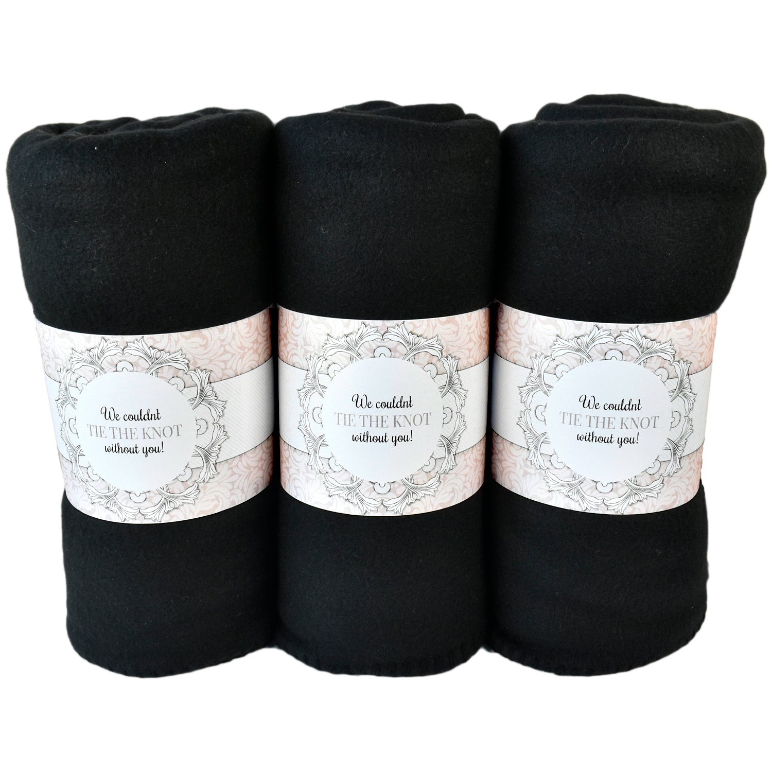 Black Polar Fleece Bulk Blanket Wedding Favor