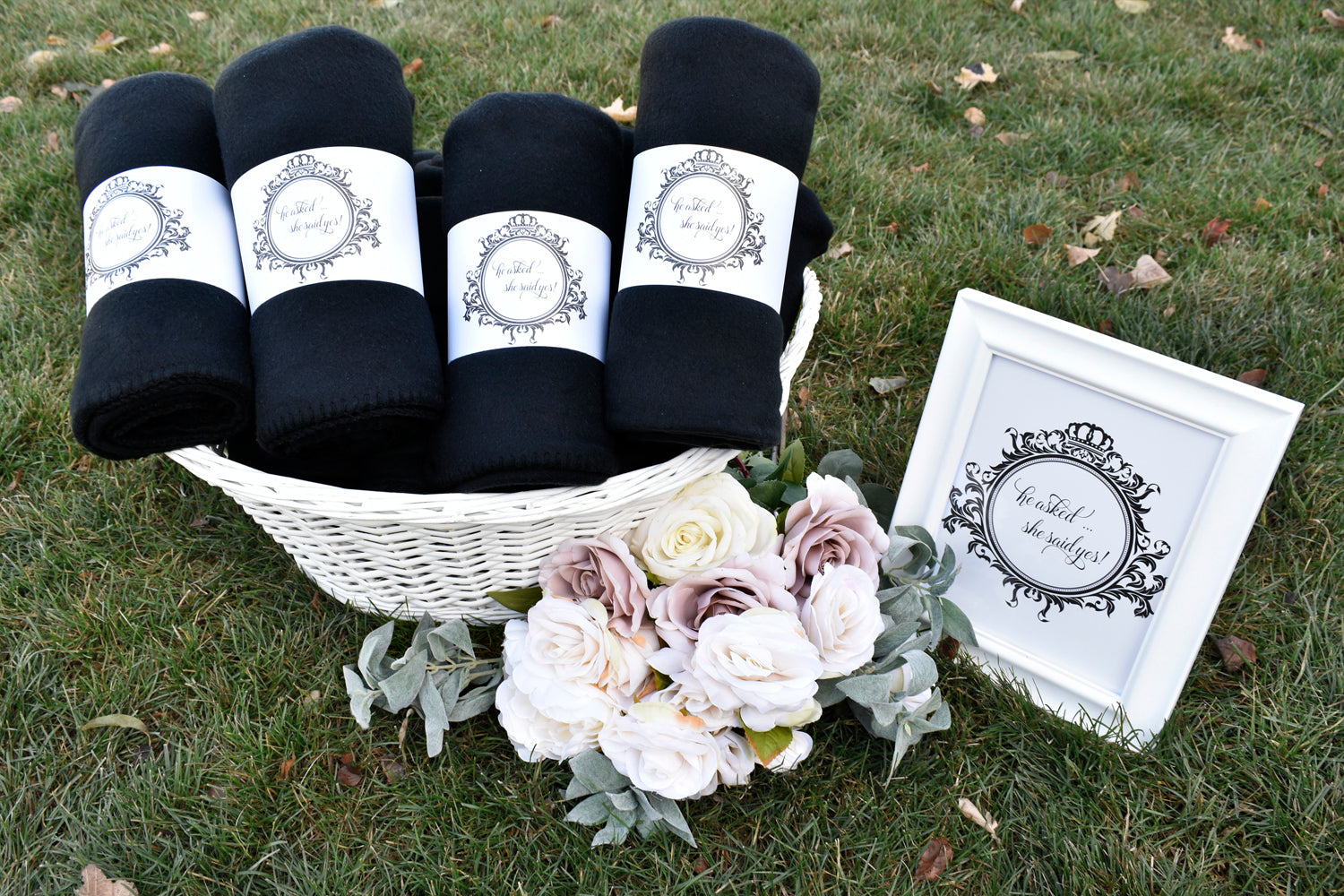 Black Polar Fleece Bulk Blanket Wedding Favor