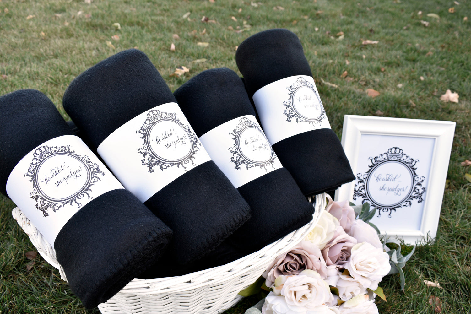 Black Polar Fleece Bulk Blanket Wedding Favor