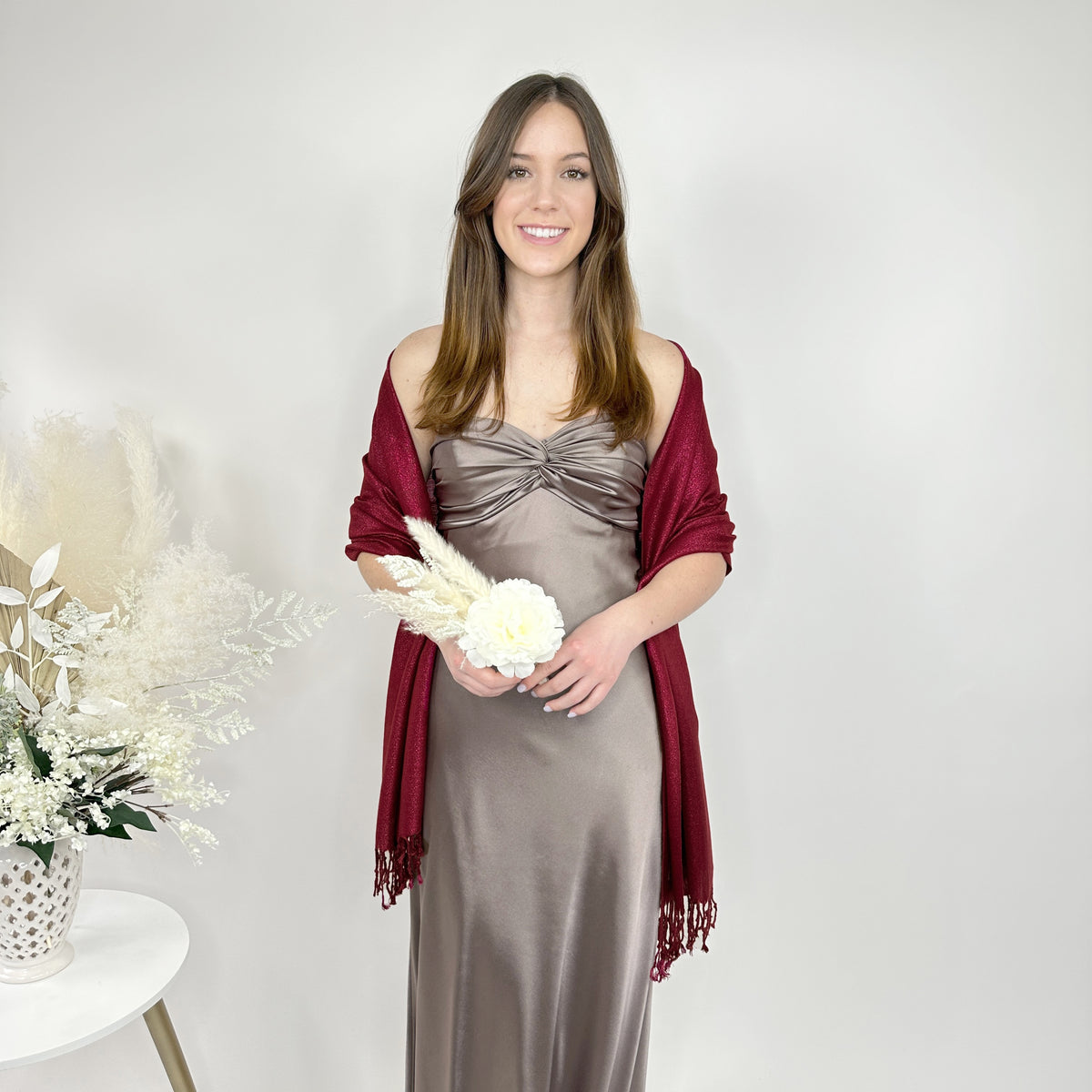 Ruby Metallic Pashmina Scarf