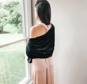 Black Plush Fleece Blanket Wedding Favor