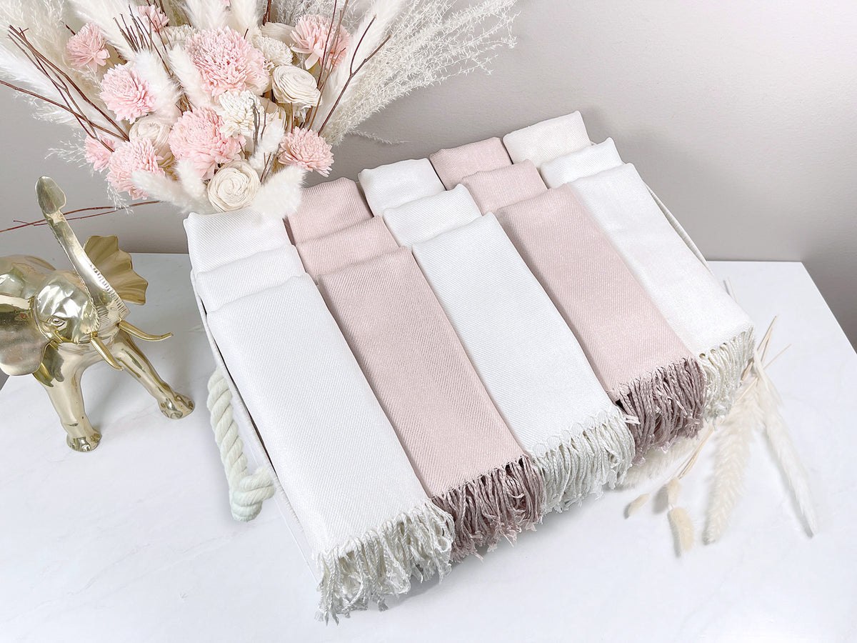 40 Pashmina Solid Neutral Bundle - Wedding Favors, Bridal Shower, Party Favor