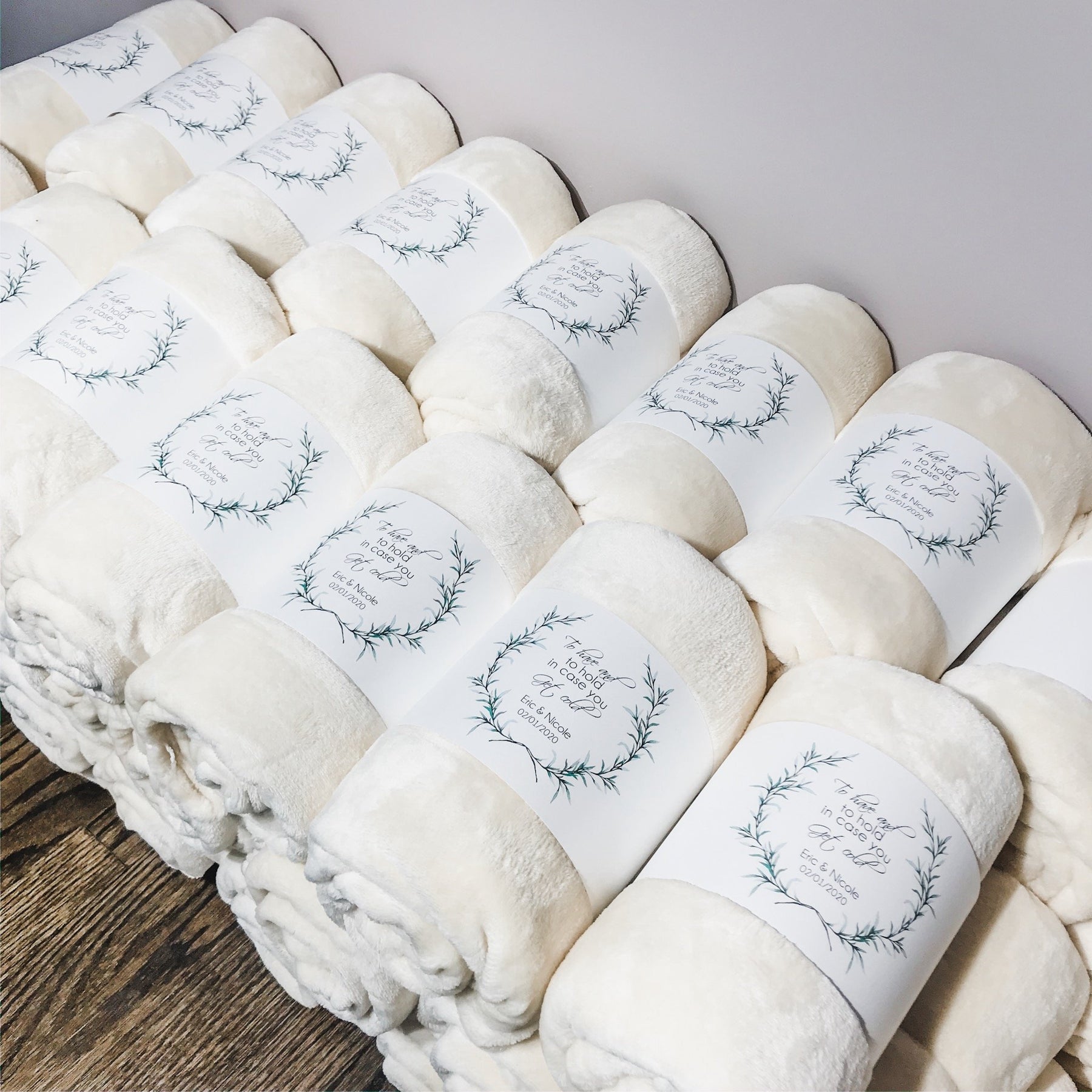 Ivory Plush Fleece Blanket Wedding Favor