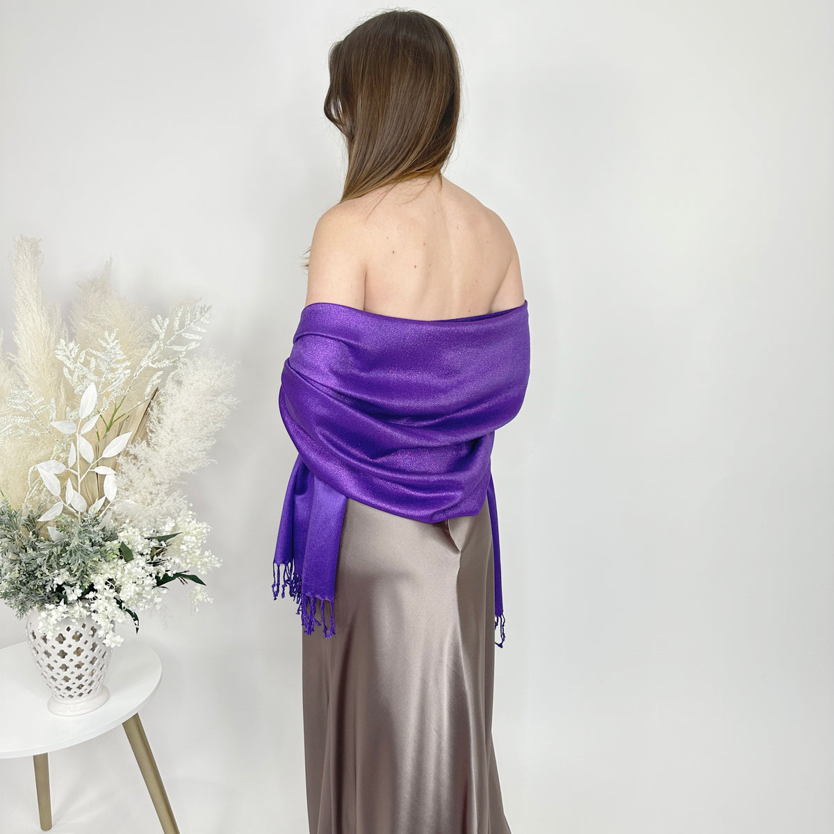 Purple Metallic Pashmina Scarf