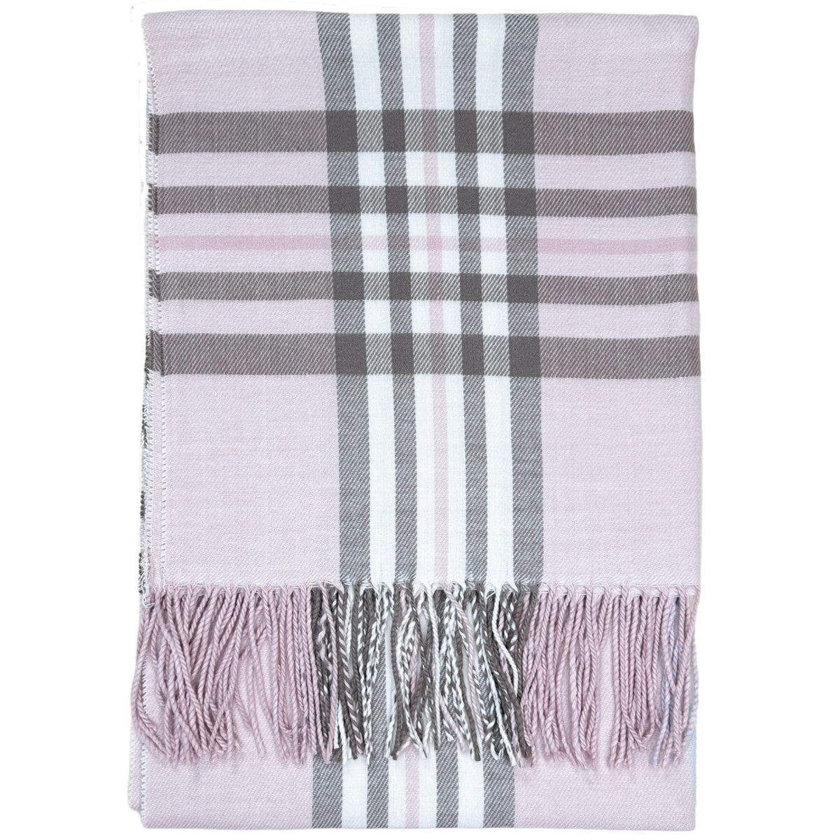 Pink Plaid Cashmere Pashmina Shawl