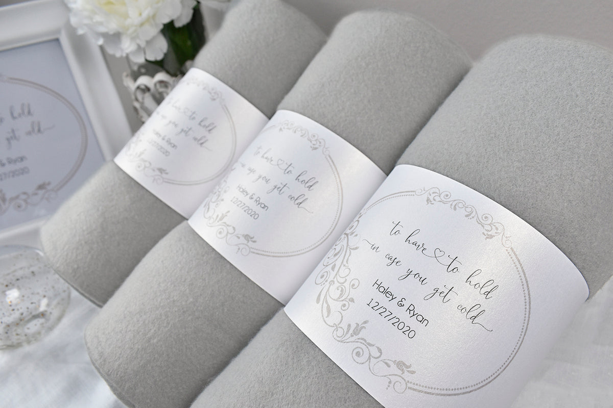 Silver Polar Fleece Bulk Blanket Wedding Favor