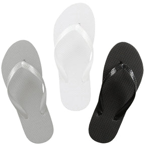White, Silver & Black Flip Flops in Bulk, 60 pairs