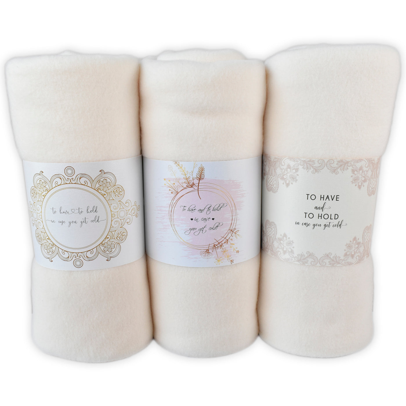 Ivory Polar Fleece Bulk Blanket Wedding Party Favor