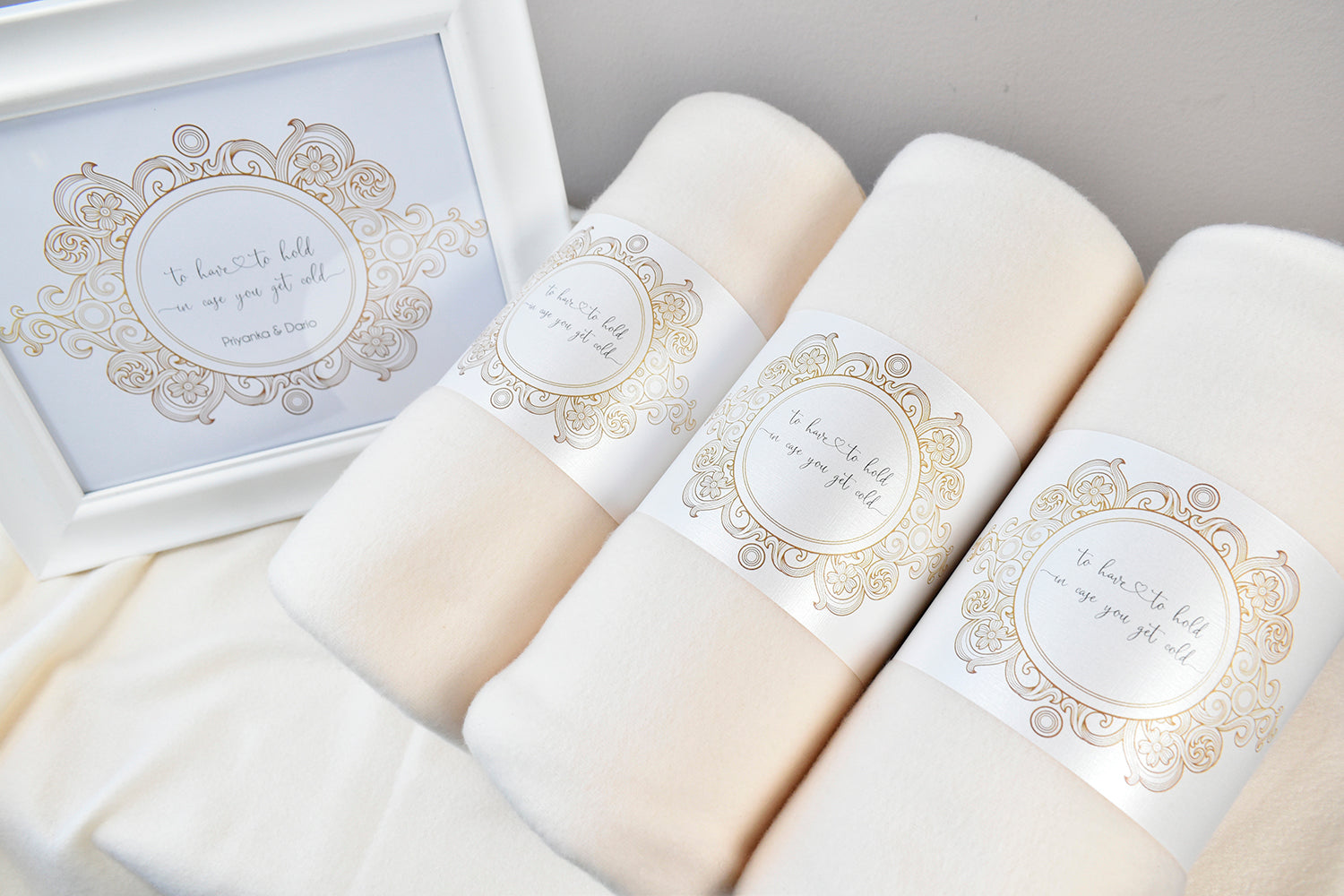 Ivory Polar Fleece Bulk Blanket Wedding Favor