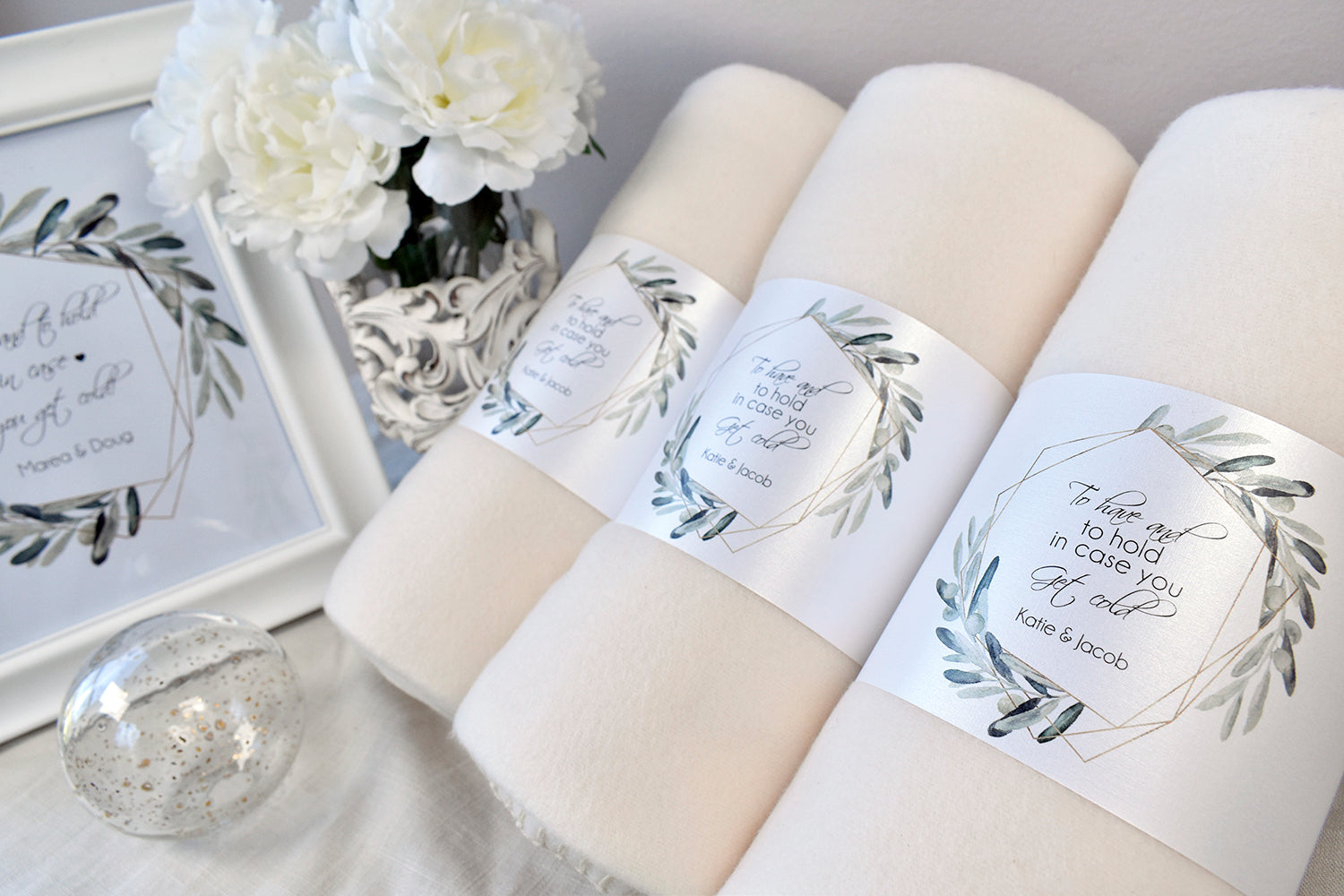 Ivory Polar Fleece Bulk Blanket Wedding Favor