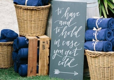 Navy Polar Fleece Bulk Blanket Wedding Favor