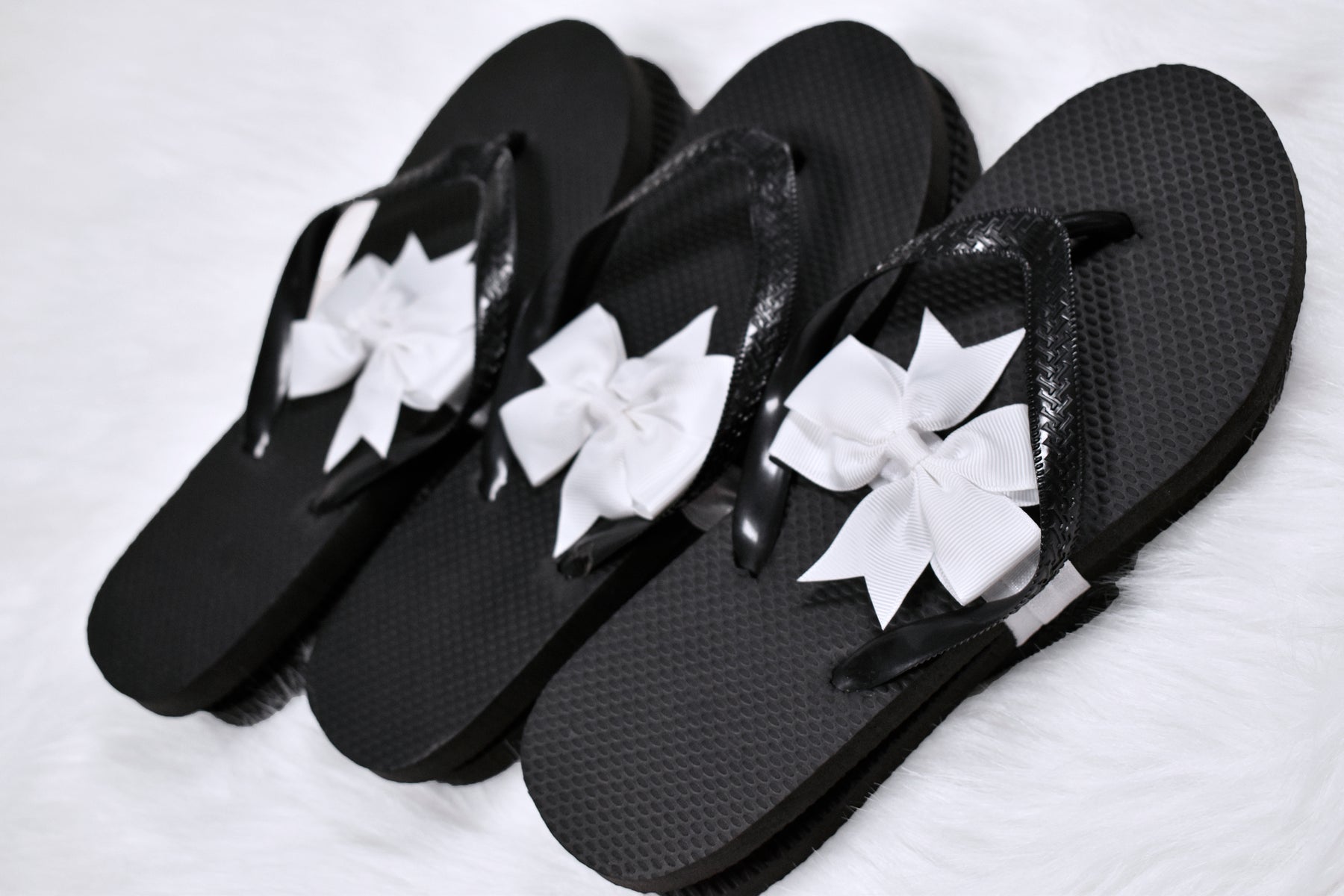 Wedding Flip Flops with Personalized Tag - Set of 6 (Black) - Famous Favors
