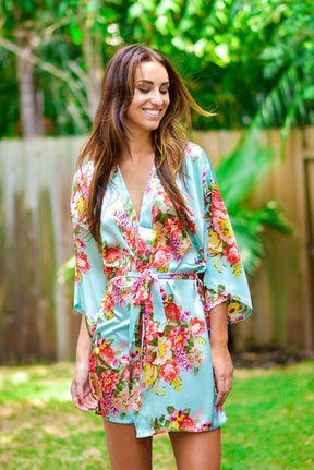 Mint Baroque Floral Robe