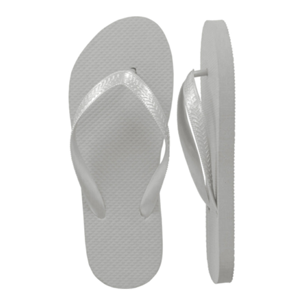 Silver Flip Flops in Bulk, 20 Pairs