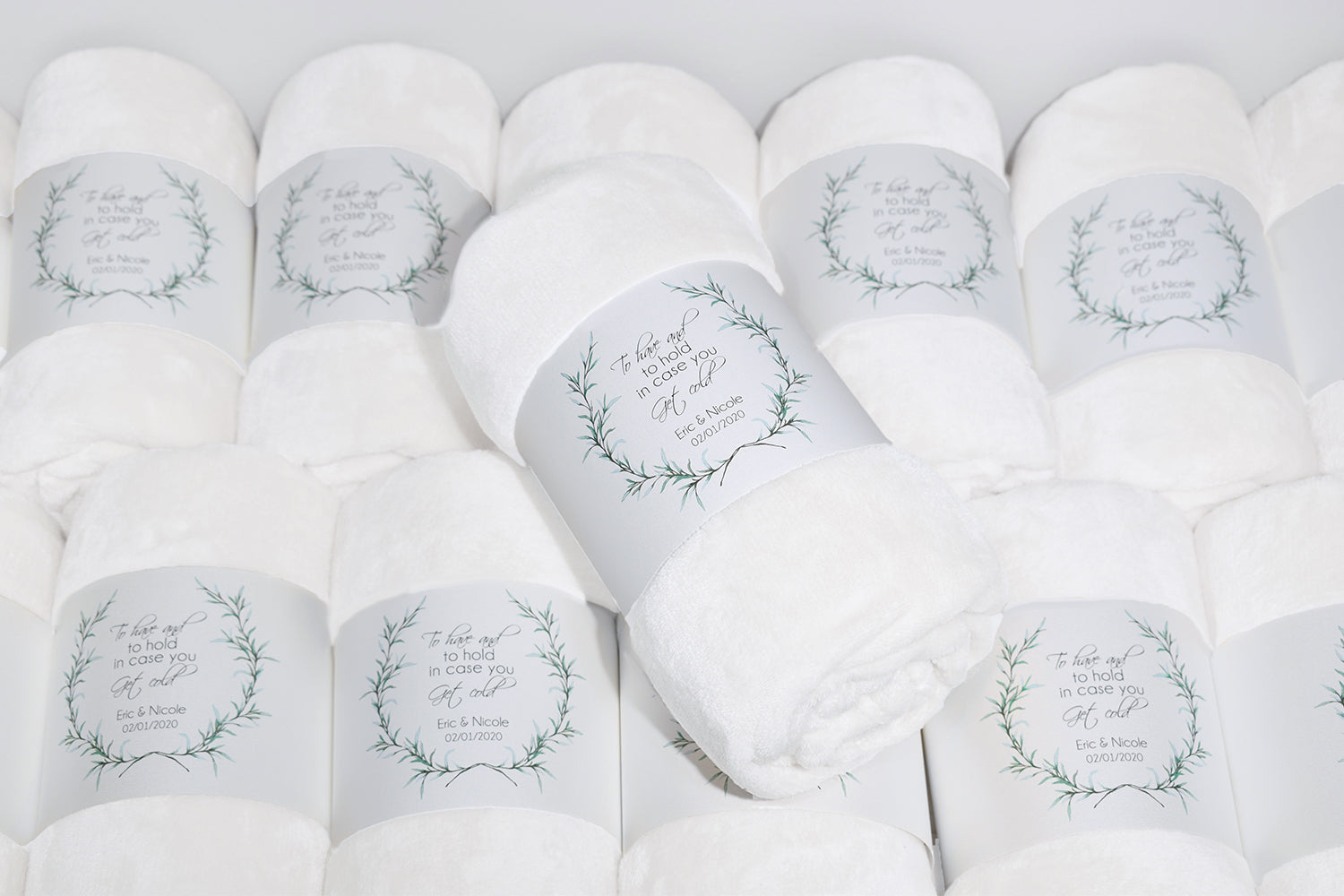 White Plush Fleece Bulk Blanket Wedding Favor